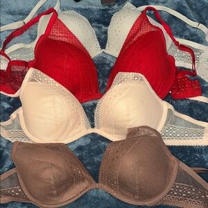 Victoria's Secret Lace Bra Set - Red, Cream, Brown